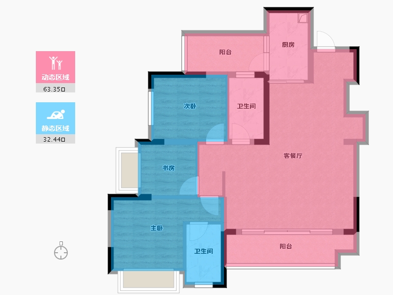 贵州省-贵阳市-融汇湖城一品-84.95-户型库-动静分区