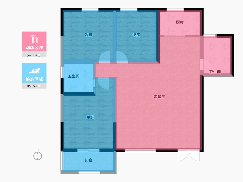 陕西省-咸阳市-梧桐华府-93.39-户型库-动静分区