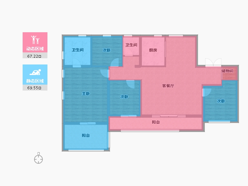 陕西省-西安市-中粮·悦著云朗-123.25-户型库-动静分区