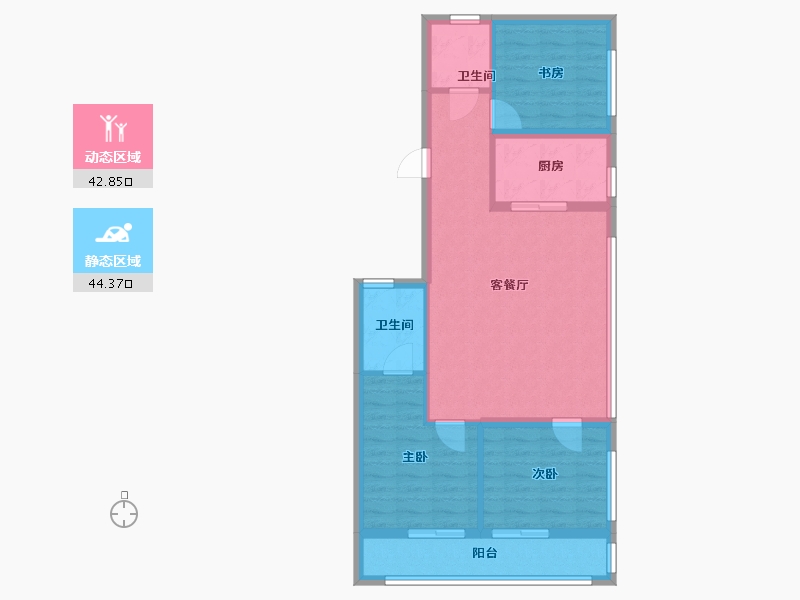 陕西省-西安市-中粮·悦著云朗-78.27-户型库-动静分区