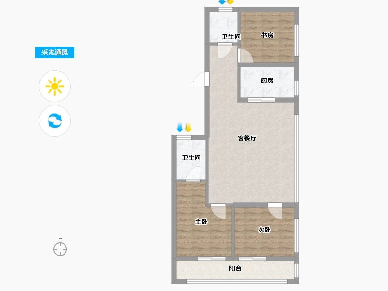 陕西省-西安市-中粮·悦著云朗-78.27-户型库-采光通风