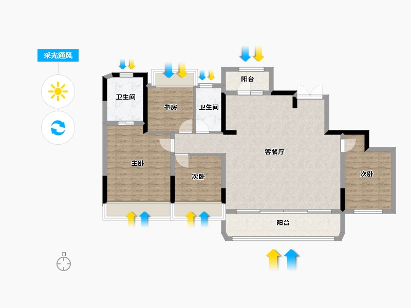 四川省-成都市-中国铁建西派善境-111.85-户型库-采光通风