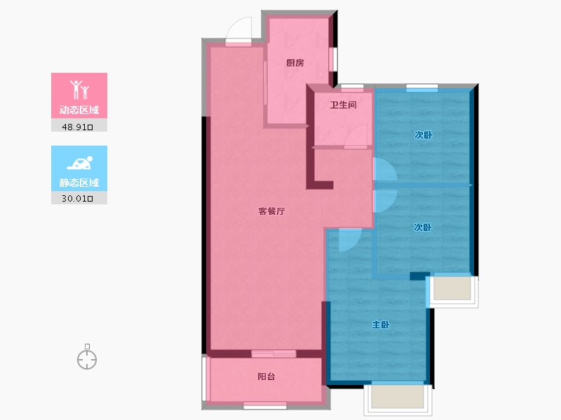 湖北省-武汉市-融创九坤璟宸时代-70.42-户型库-动静分区