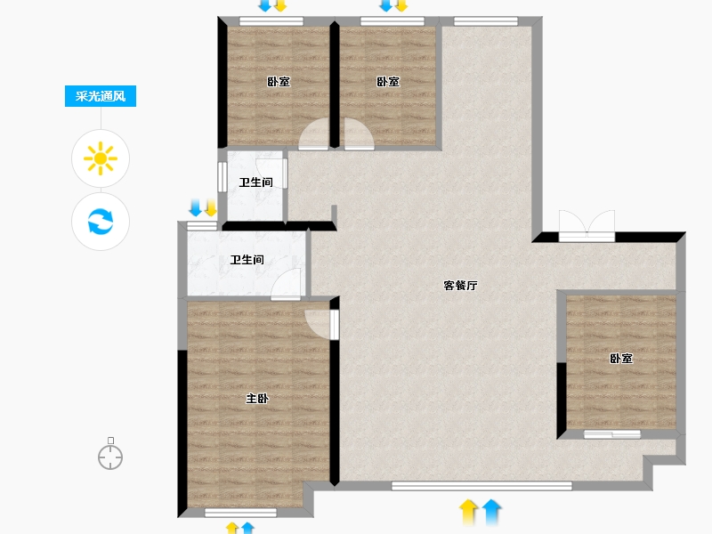 宁夏回族自治区-银川市-中房·万科锦曜-124.14-户型库-采光通风