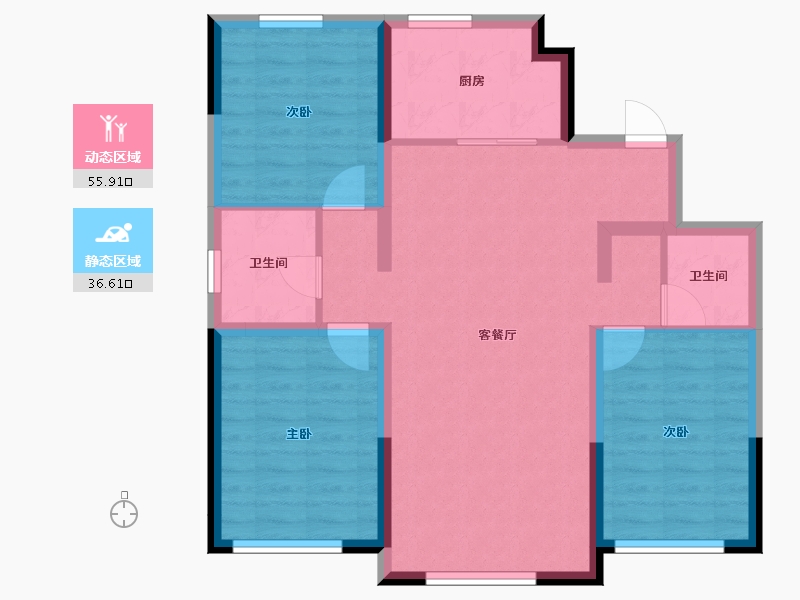 吉林省-松原市-萨日朗学府-82.74-户型库-动静分区