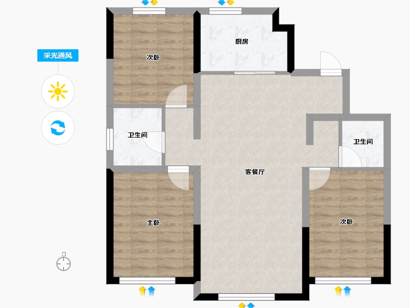 吉林省-松原市-萨日朗学府-82.74-户型库-采光通风