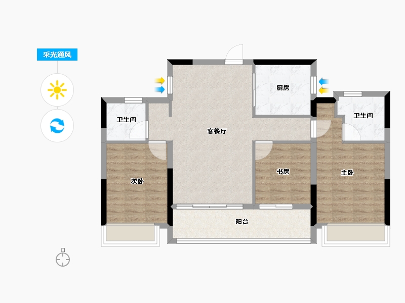 浙江省-杭州市-兴耀沐晴川-84.80-户型库-采光通风