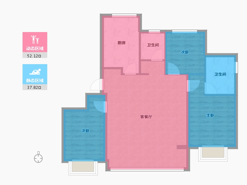 浙江省-宁波市-轨交·悦东上境府-81.14-户型库-动静分区