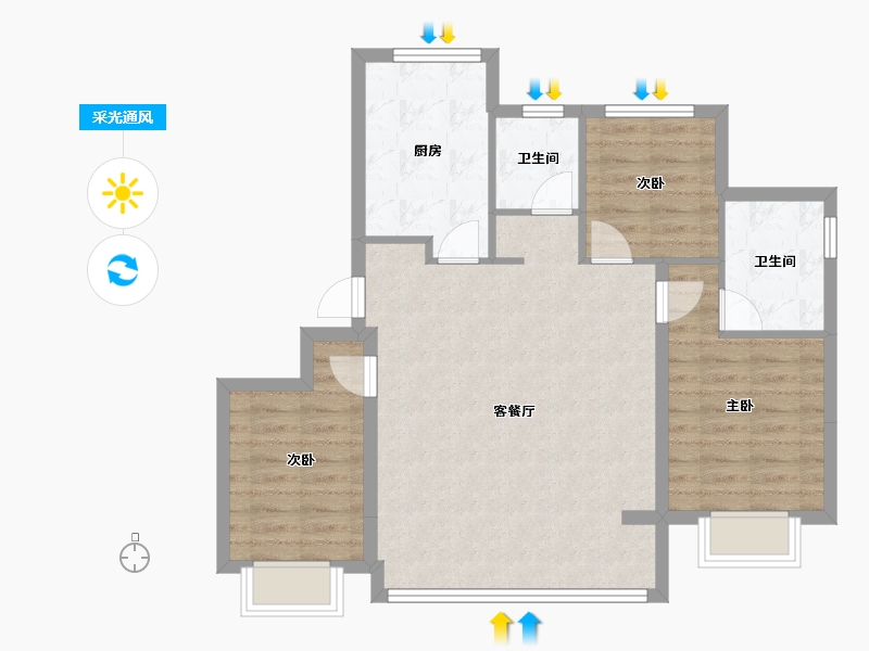 浙江省-宁波市-轨交·悦东上境府-81.14-户型库-采光通风