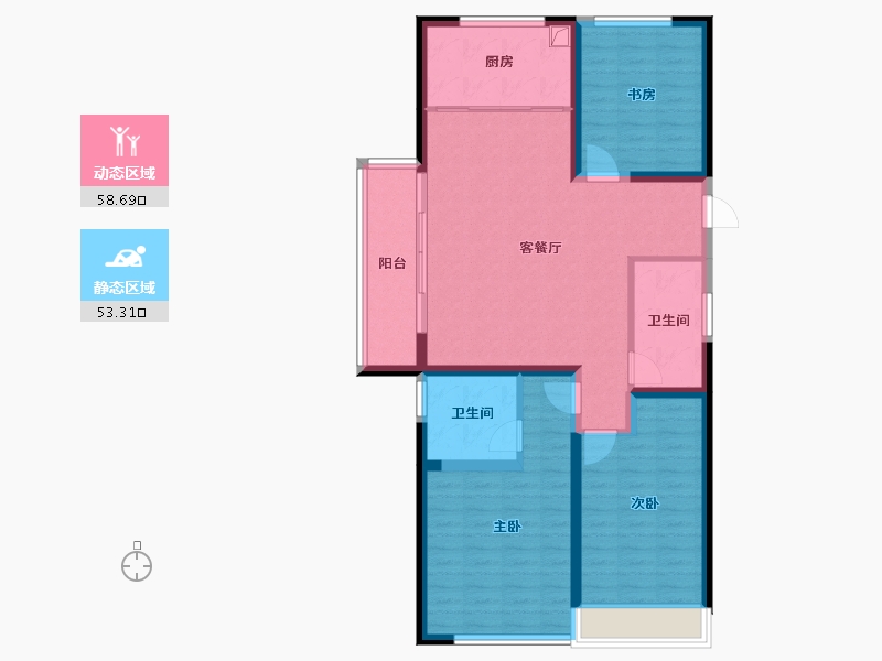 浙江省-杭州市-宁巢美地公寓五区（人才共有产权）-100.59-户型库-动静分区