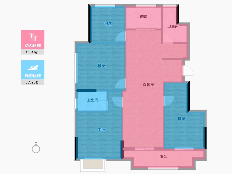 安徽省-蚌埠市-嘉宏·尚品华庭-95.67-户型库-动静分区