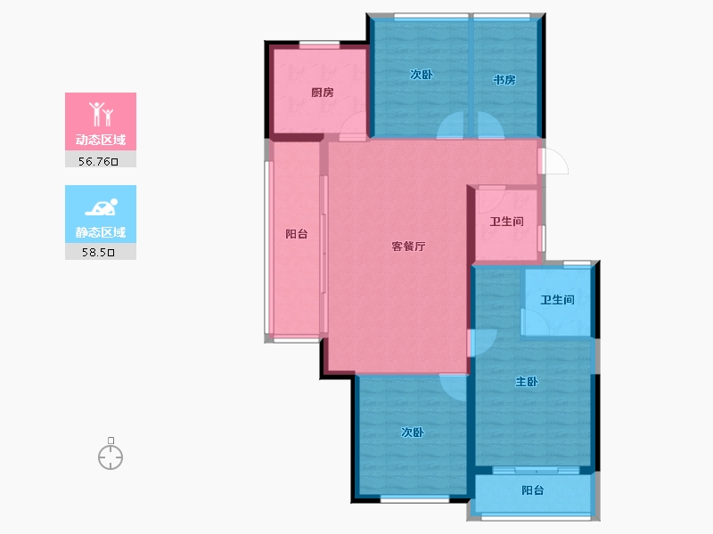 浙江省-杭州市-宁巢美地公寓五区（人才共有产权）-104.00-户型库-动静分区