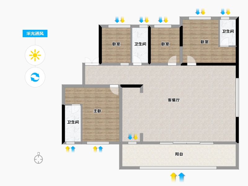 云南省-昆明市-邦泰·悦九章·彩云-165.09-户型库-采光通风