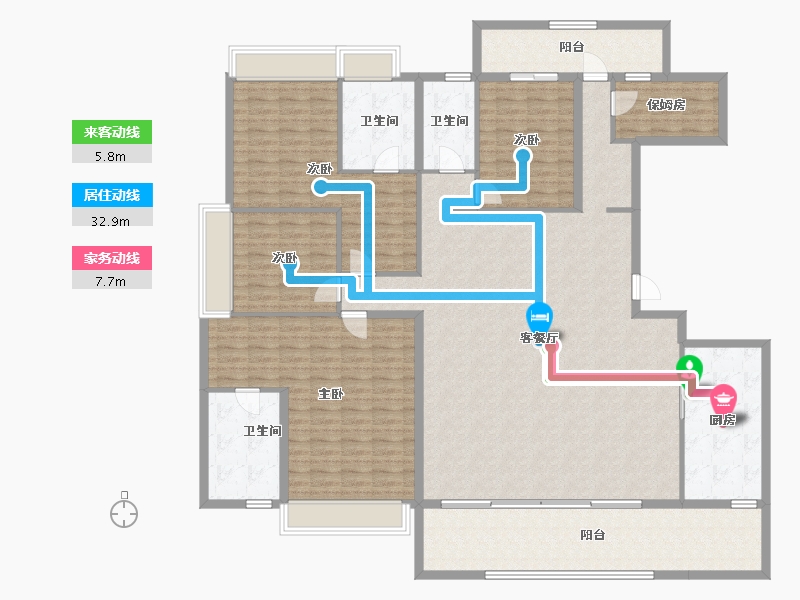 云南省-西双版纳傣族自治州-河滨首府-214.27-户型库-动静线