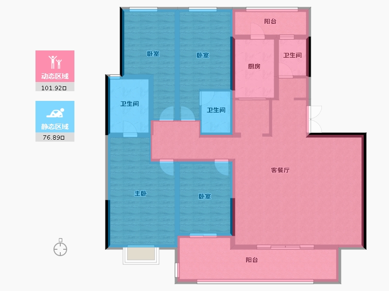 云南省-昆明市-北大资源·滇海壹号-160.57-户型库-动静分区