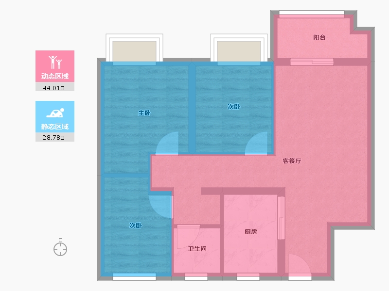 安徽省-芜湖市-港龙湖山映-89.60-户型库-动静分区