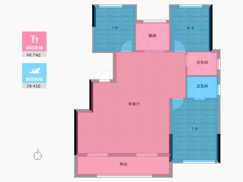 浙江省-绍兴市-朗臻中鸿府-95.57-户型库-动静分区