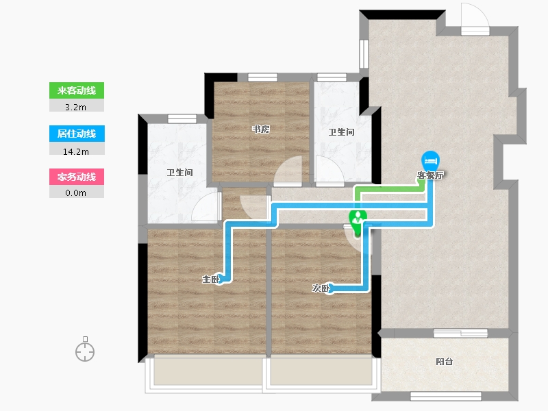 浙江省-杭州市-中天·拾光翠语-76.01-户型库-动静线