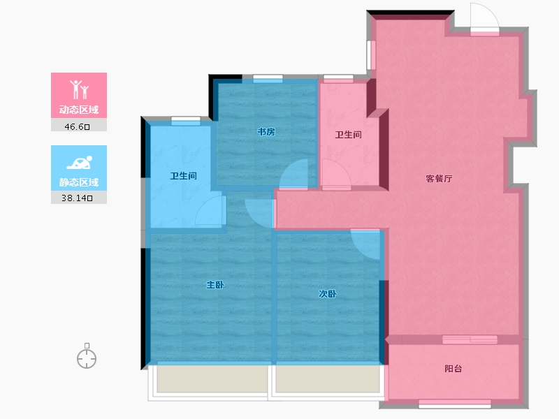 浙江省-杭州市-中天·拾光翠语-76.01-户型库-动静分区