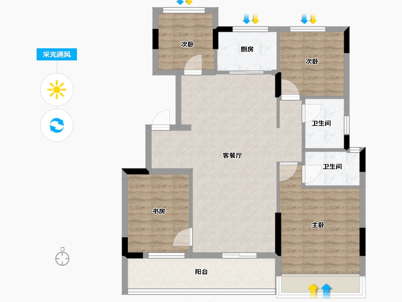 浙江省-绍兴市-卧龙·石泗里-100.00-户型库-采光通风