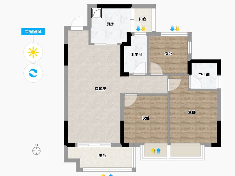 四川省-乐山市-江山和鸣-72.00-户型库-采光通风