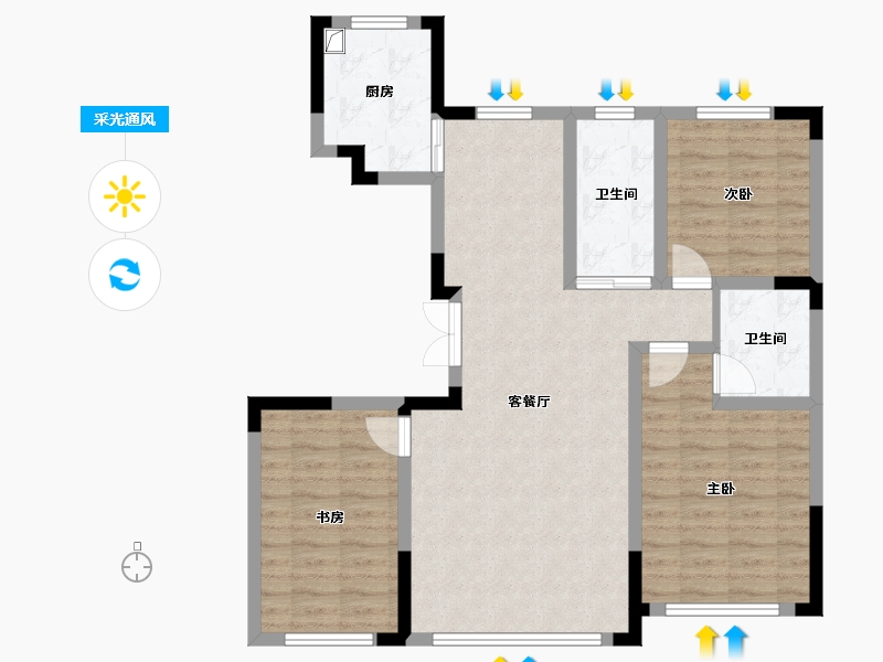 吉林省-通化市-达通·悦府-105.06-户型库-采光通风