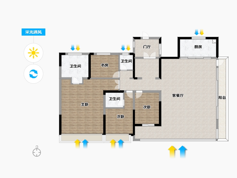 山东省-济南市-国融龙湖熙宸原著-203.44-户型库-采光通风