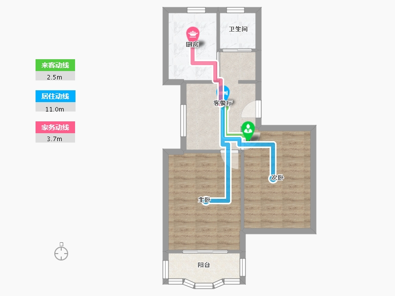 上海-上海市-东陆新村-二街坊-54.95-户型库-动静线