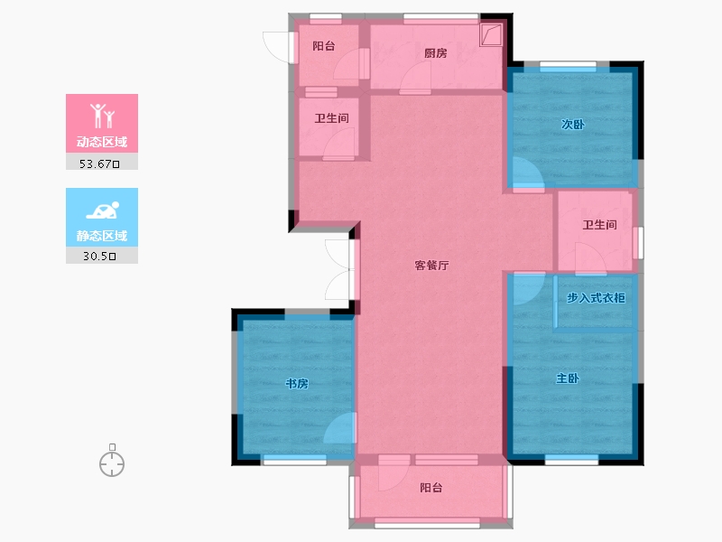 辽宁省-沈阳市-金石小镇北区-74.40-户型库-动静分区