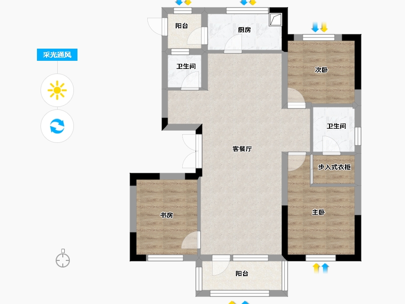 辽宁省-沈阳市-金石小镇北区-74.40-户型库-采光通风