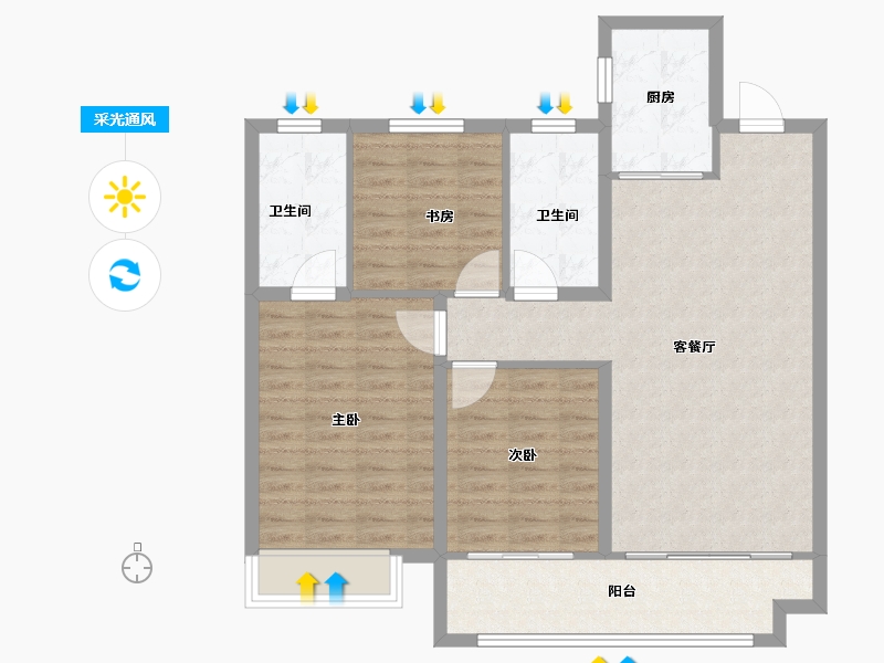 山东省-菏泽市-佳信天玺城-93.60-户型库-采光通风