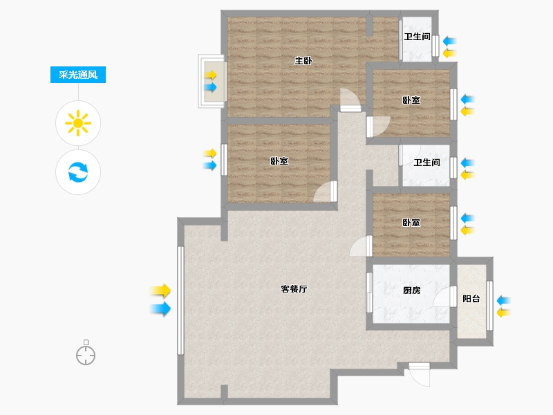 河南省-新乡市-理想城-127.79-户型库-采光通风