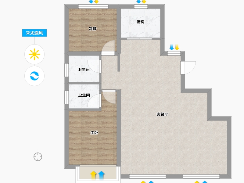 河北省-石家庄市-绿城·悦园-70.14-户型库-采光通风