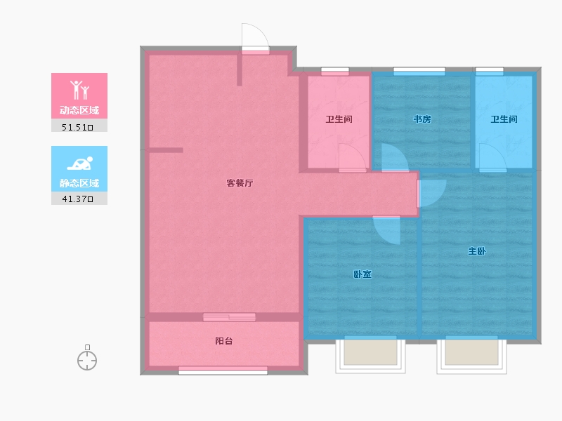 浙江省-宁波市-保利·汀澜瑧悦-84.00-户型库-动静分区