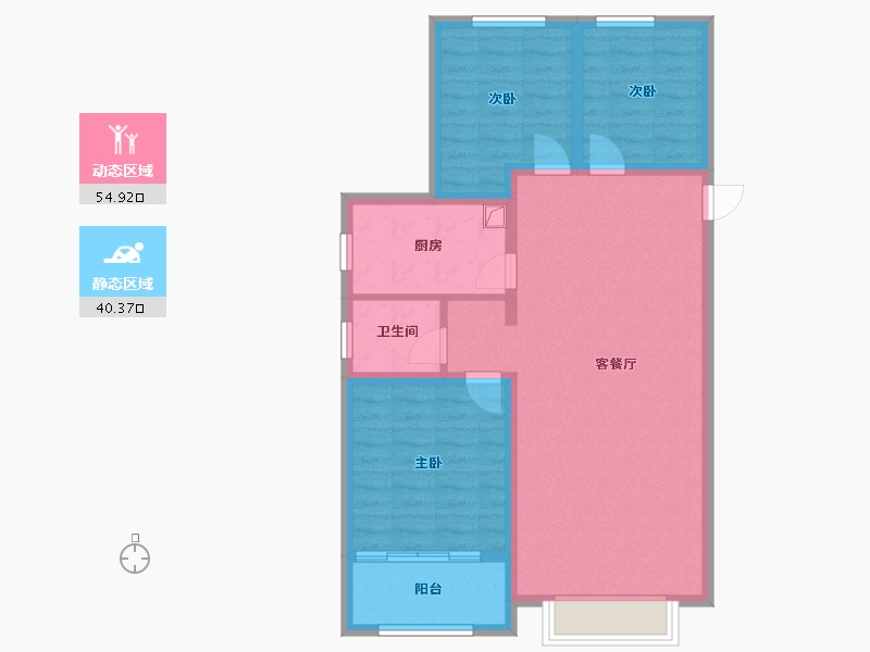 河北省-衡水市-丽景华苑-85.60-户型库-动静分区