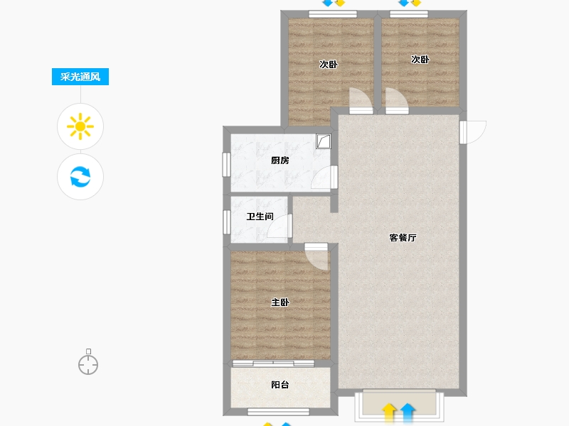 河北省-衡水市-丽景华苑-85.60-户型库-采光通风