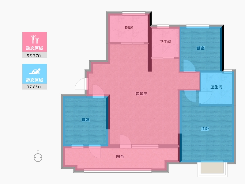 山东省-青岛市-北岸雅望-84.00-户型库-动静分区