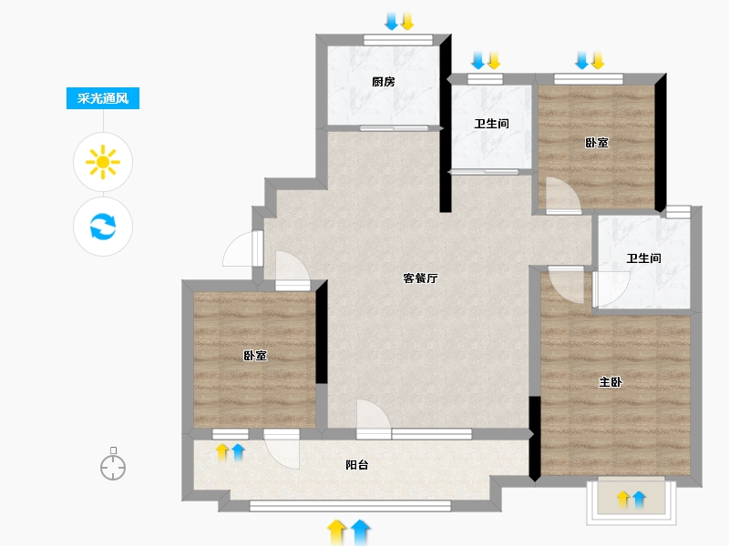 山东省-青岛市-北岸雅望-84.00-户型库-采光通风