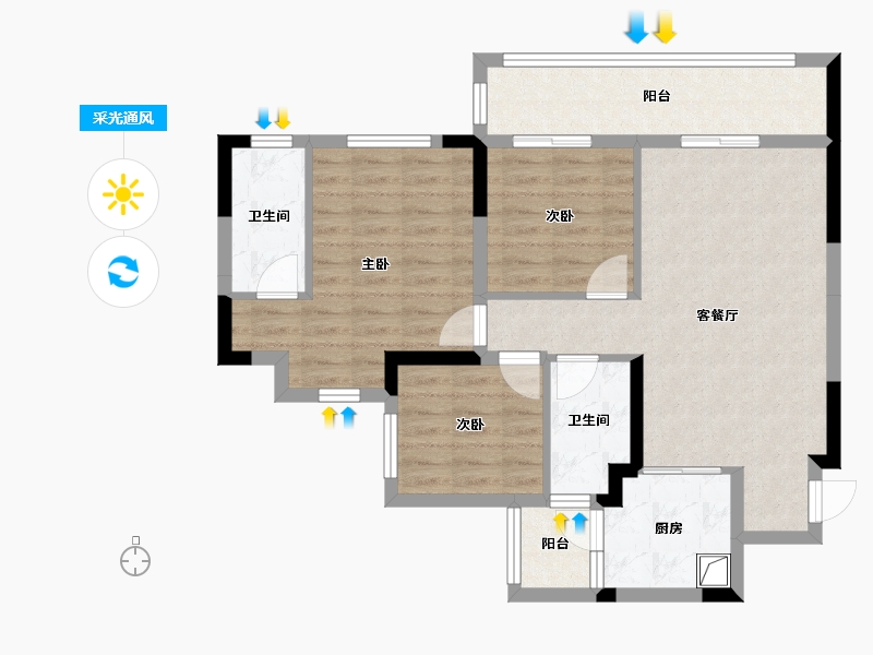 四川省-乐山市-邦泰通江云境-80.99-户型库-采光通风