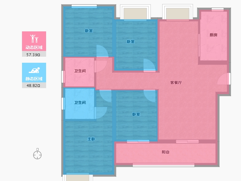 福建省-漳州市-建发朗云-94.76-户型库-动静分区