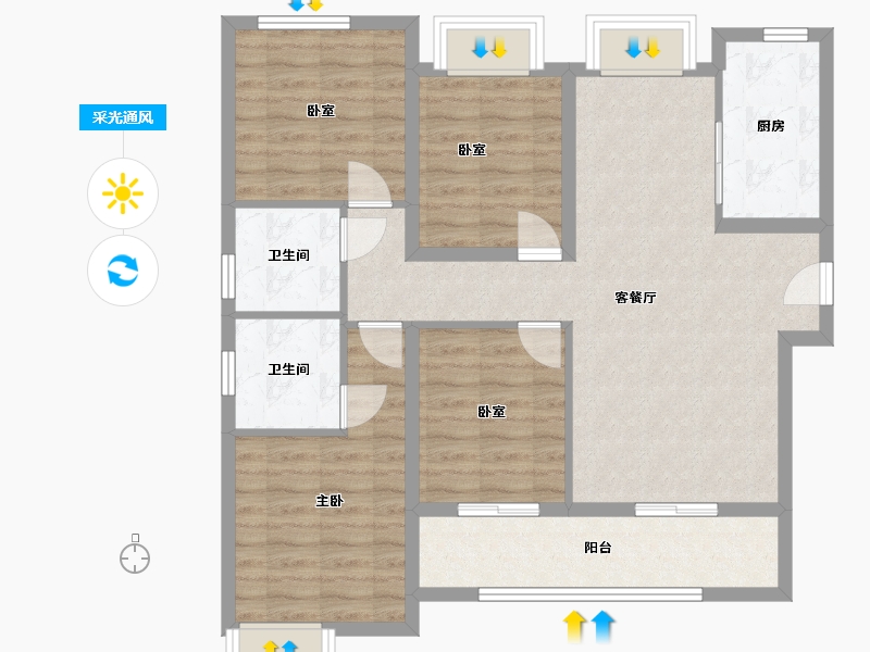 福建省-漳州市-建发朗云-94.76-户型库-采光通风