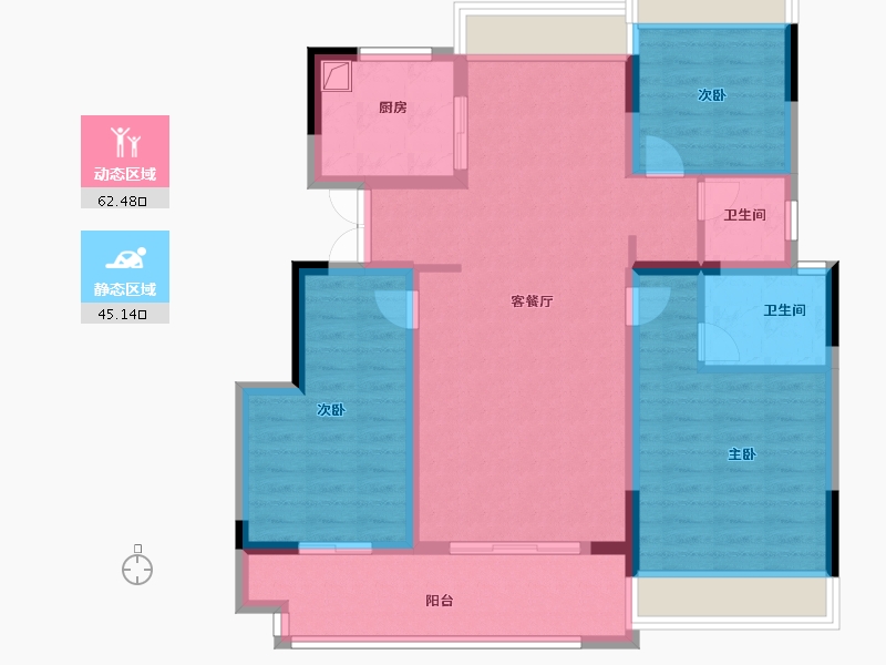 安徽省-阜阳市-中梁山河甲第一期东区-96.00-户型库-动静分区