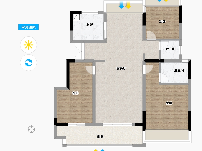 安徽省-阜阳市-中梁山河甲第一期东区-96.00-户型库-采光通风