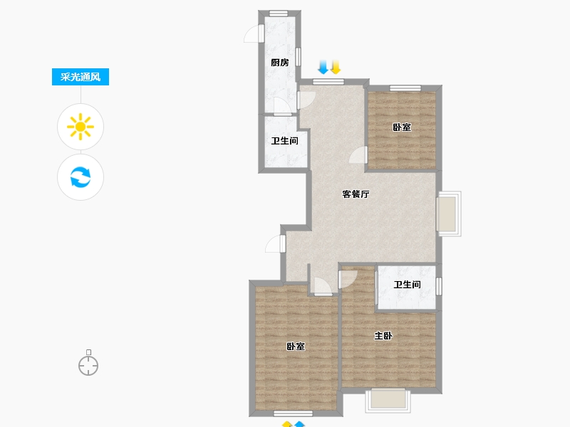 山东省-烟台市-黄海明珠山庄-100.00-户型库-采光通风