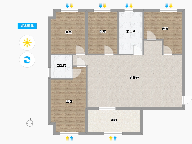 湖北省-武汉市-港湾江城-103.20-户型库-采光通风