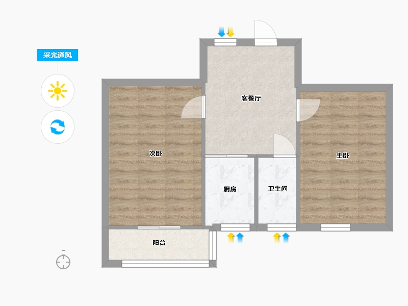 江苏省-无锡市-宁海里小区北区-53.00-户型库-采光通风