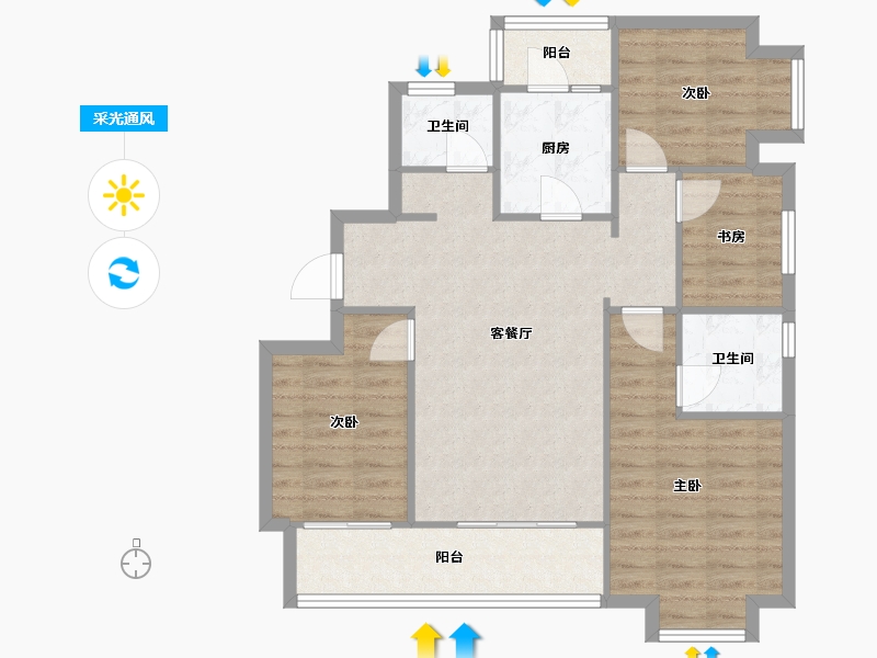 云南省-昆明市-首创誉华洲-88.00-户型库-采光通风