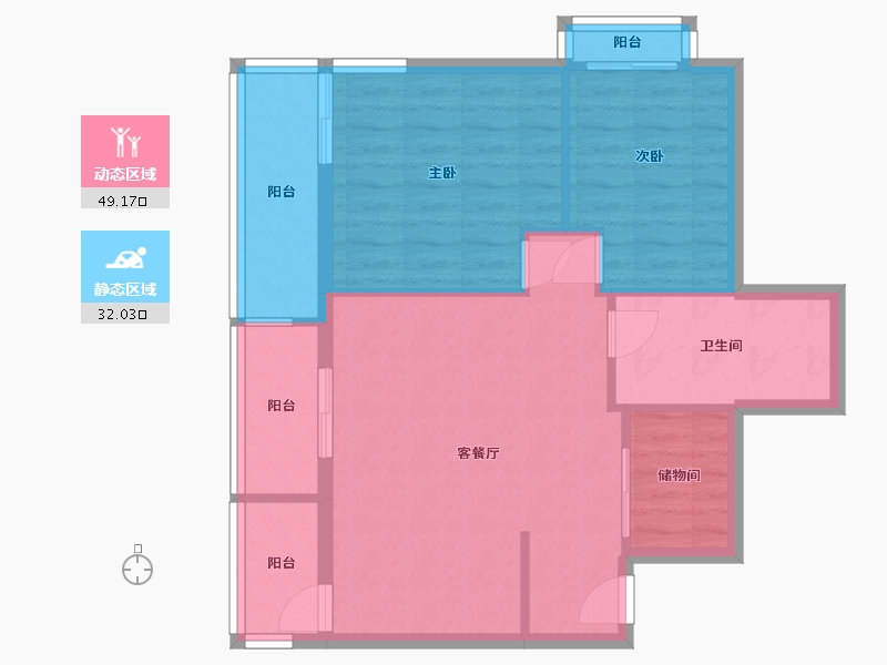 北京-北京市-城市绿洲家园-75.00-户型库-动静分区