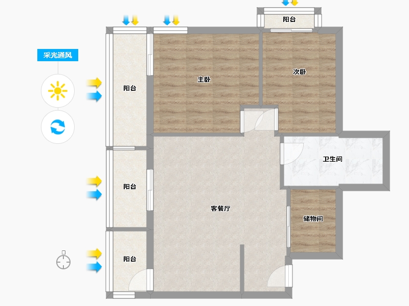 北京-北京市-城市绿洲家园-75.00-户型库-采光通风