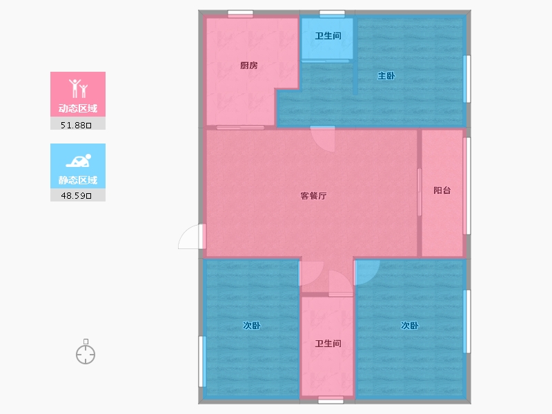 广东省-广州市-北庄大厦-96.00-户型库-动静分区